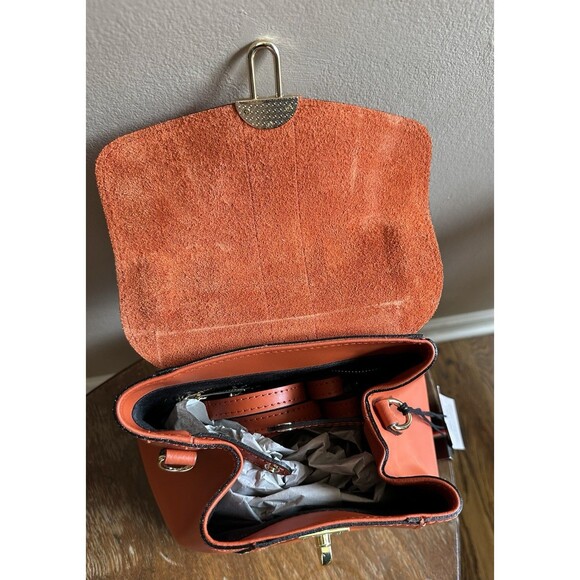 NWT Viola Castellani Papaya Orange Leather‎ Handbag Purse Backpack Convertible main image 6